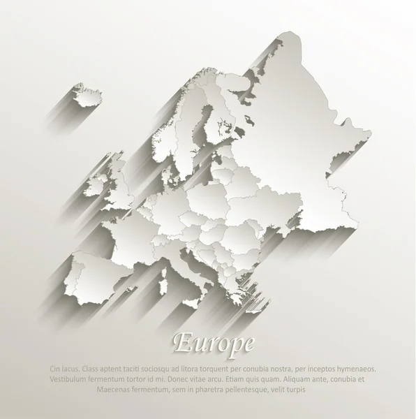 Europa mapa político tarjeta de papel 3D vector natural estados individuales separados — Vector de stock