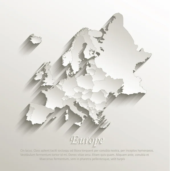 Ευρώπη πολιτικό χάρτη κάρτα χαρτί 3d φυσικό φορέα κάθε κράτος ξεχωριστά — Διανυσματικό Αρχείο