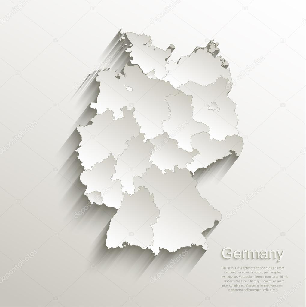 Germany political map card paper 3D natural vector individual states separate