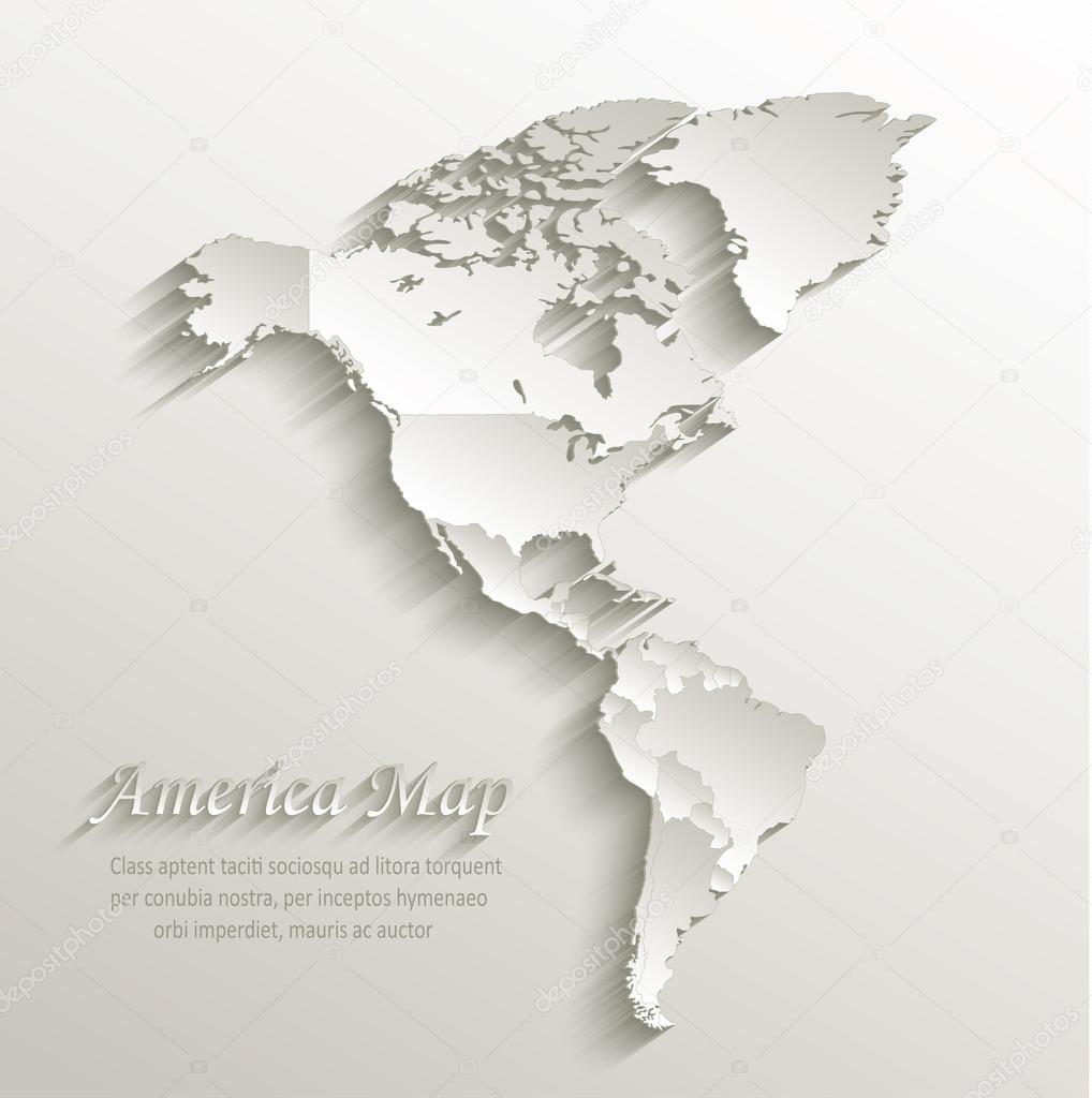 America political map card paper 3D natural vector individual states separate