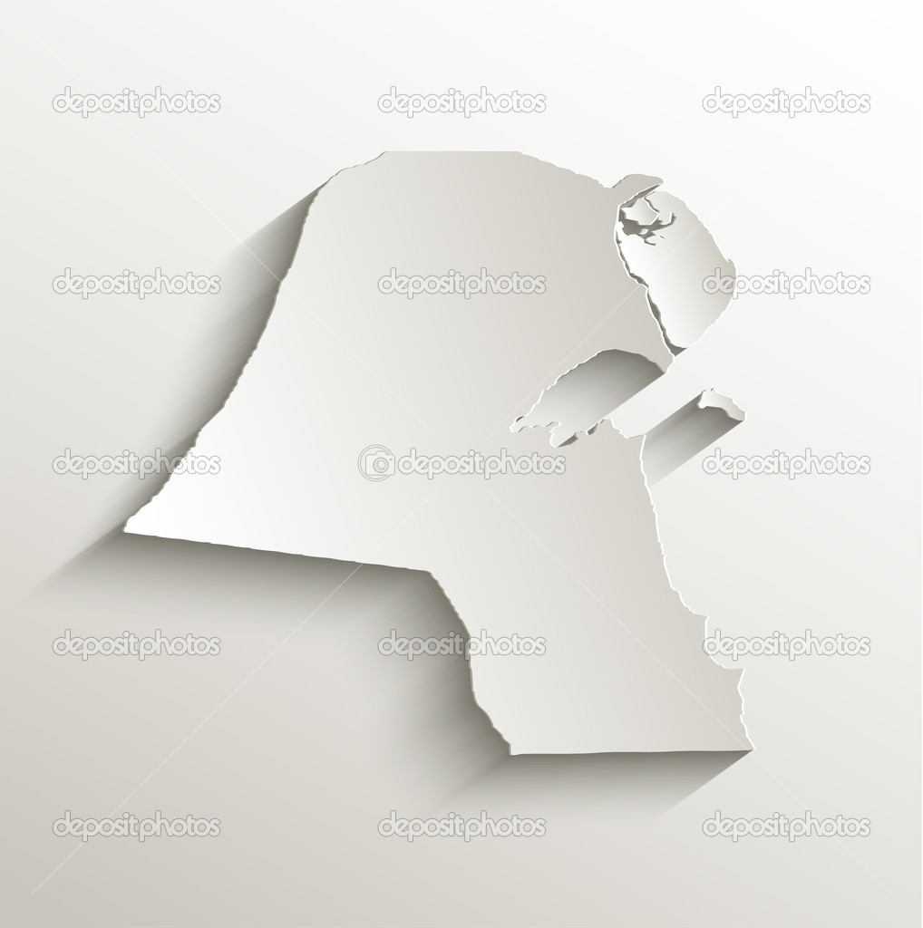 Kuwait map card paper 3D natural raster — Stock Photo © Mondi.h 51193683