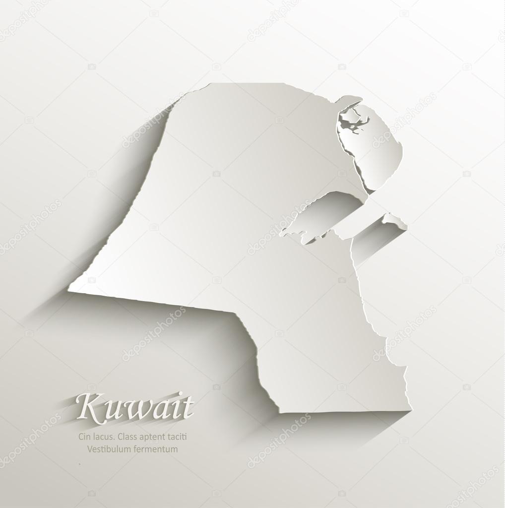 Kuwait map card paper 3D natural vector