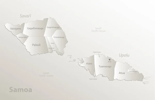 Samoa Inselkarte Administrative Gliederung Trennt Regionen Und Benennt Individuen Kartenpapier — Stockvektor