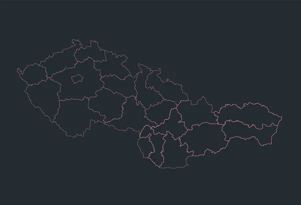 Infografiikka Tsekkoslovakian Kartta Ääriviivat Litteä Muotoilu Väri Sininen Oranssi Tyhjä — kuvapankkivalokuva