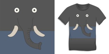 Fil resmi, hayvan motifi resmi, t-shirt vektörü için grafik tasarımı