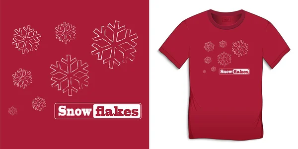 Snowflakes Giz Padrão Natal Imagem Motivo Design Gráfico Para Shirts — Vetor de Stock