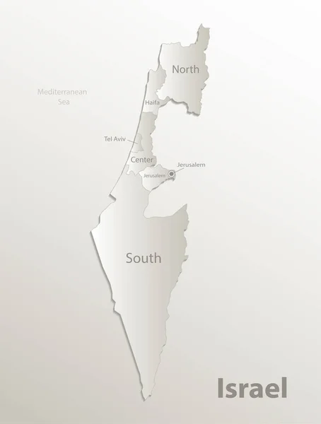 Israël Kaart Administratieve Indeling Scheidt Regio Namen Kaart Papier Natuurlijke — Stockvector