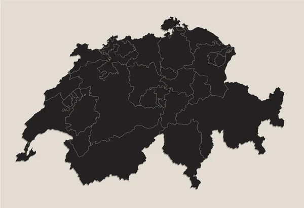 Mapa Preto Suíça Regiões Individuais Projeto Quadro Negro Branco — Fotografia de Stock