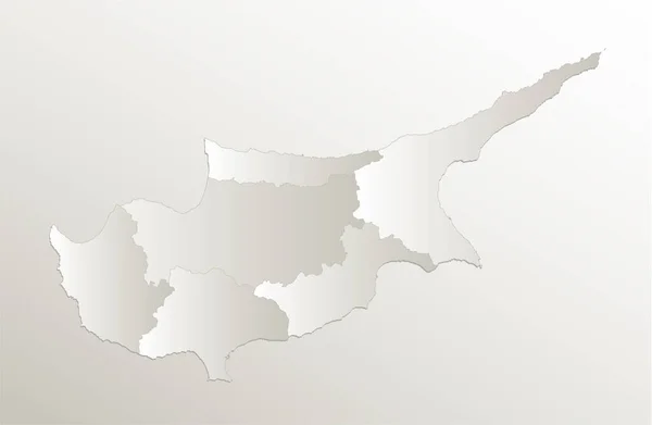 Cyprus Map Administrative Division Separates Regions Individual Card Paper Natural — Stock Photo, Image