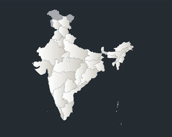 India Map Infographics Flat Design Colors Snow White Individual Regions — Stock Photo, Image