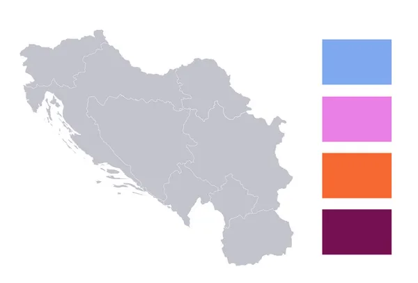 Infografías Yugoslavia Mapa Regiones Individuales Blanco —  Fotos de Stock