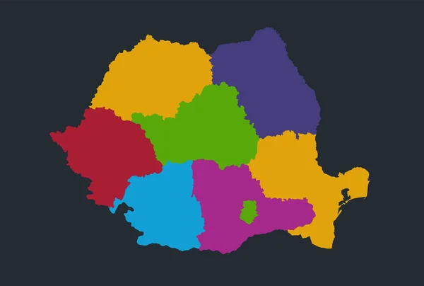 ルーマニア地図 フラットデザインの色 個々の管理部門 青の背景 ラスターブランク — ストック写真