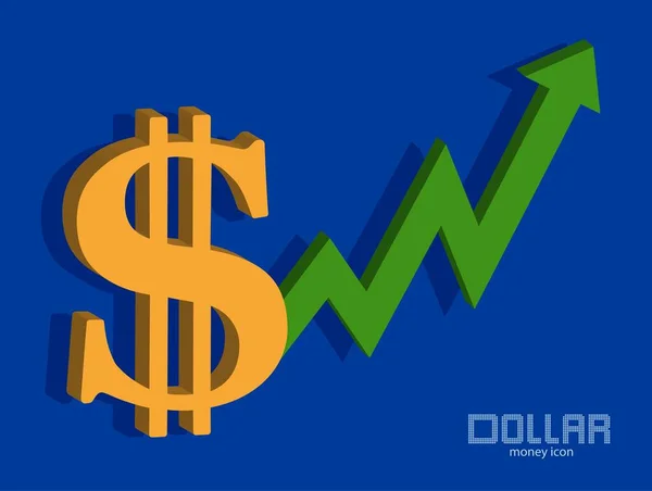 Dolar Wykres Ikona Bullran Rosnąca Cena Tło Pieniądze Wektor — Wektor stockowy