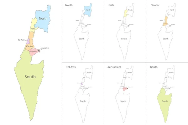 Mapa Jerusalém Dividido Divisões Administrativas Vetor —  Vetores de Stock