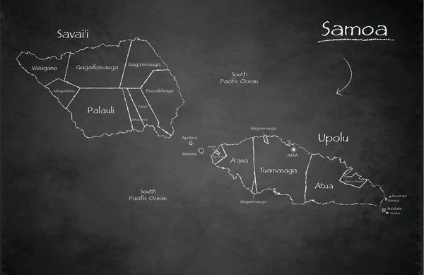 Карта Самоа Розділяє Регіони Назви Проектні Карти Дошки Chalkboard Вектор — стоковий вектор