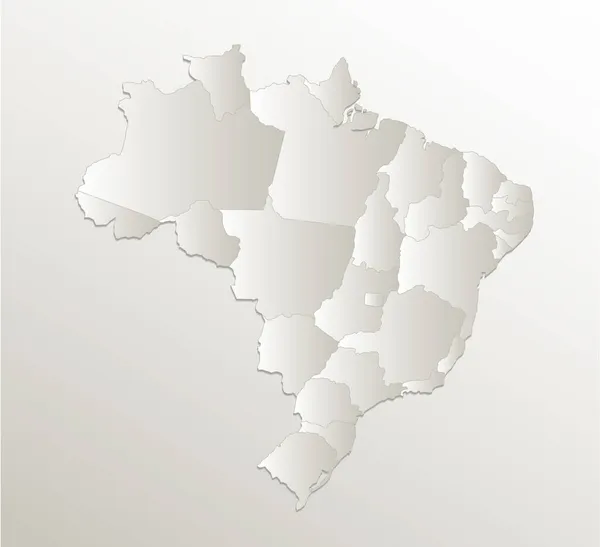 Brasil Mapa Regiones Individuales Tarjeta Papel Natural Blanco — Foto de Stock