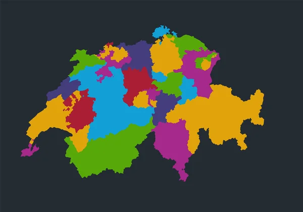 Infografías Suiza Mapa Colores Planos Diseño Regiones Individuales Fondo Azul —  Fotos de Stock