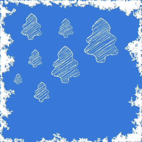 Tree White Frozen Frame Greeting Card Blue Background Blank — Stock Photo, Image