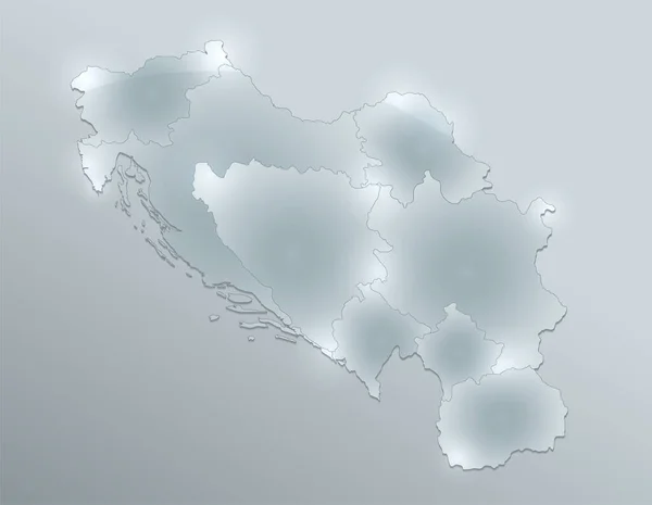 Iugoslavia Mappa Divisione Amministrativa Separa Regioni Progettazione Carta Vetro Vuoto — Foto Stock