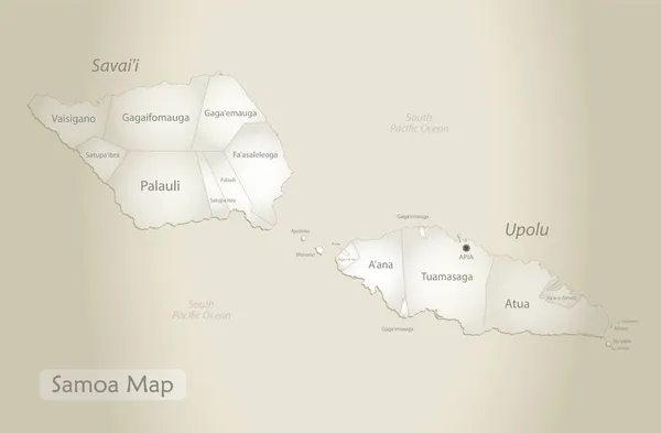 Samoa Mapa División Administrativa Con Nombres Viejo Vector Fondo Papel — Vector de stock