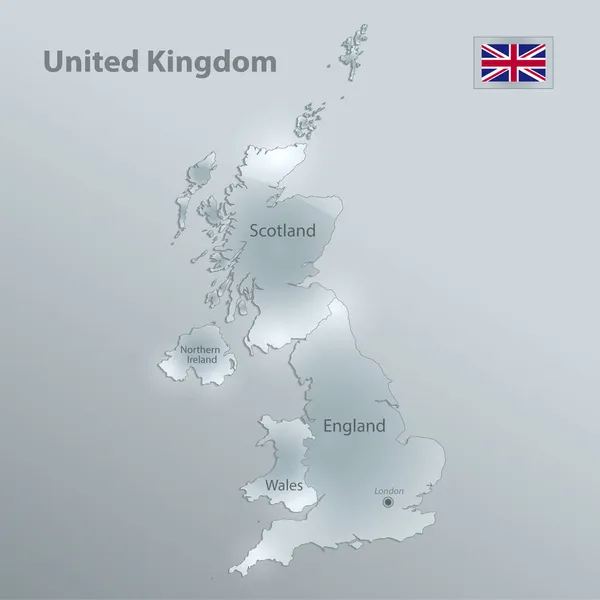 Birleşik Krallık Haritası Bayrağı Idari Bölüm Bölgeleri Isimleri Ayırır Tasarım — Stok Vektör