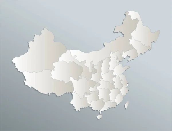 中国地図 行政区画 青白カード紙3Dブランク — ストック写真