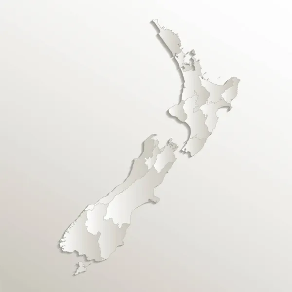 Yeni Zelanda Haritası Idari Bölüm Bölgeleri Ayırır Kart Kağıdı Doğal — Stok fotoğraf