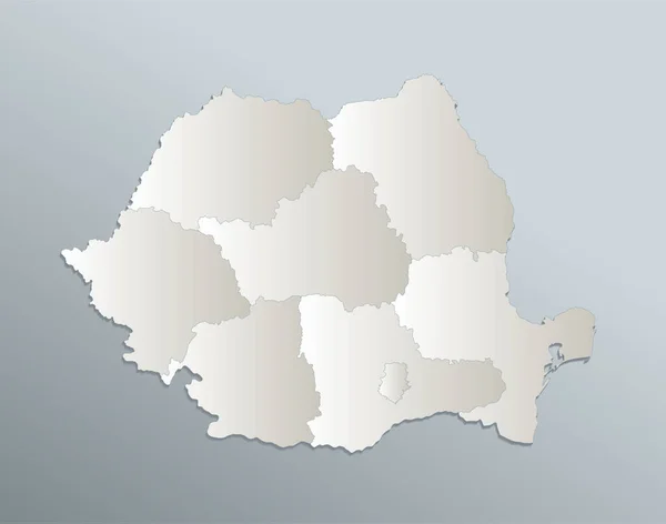 Roménia Mapa Divisão Administrativa Com Nomes Azul Papel Cartão Branco — Fotografia de Stock