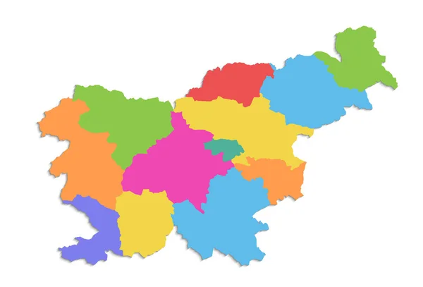 斯洛文尼亚地图 行政区划 单独的区域 在白色背景空白上孤立的彩色地图 — 图库照片