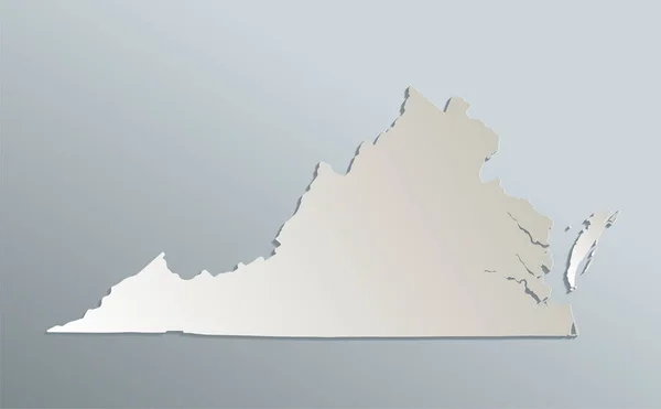 弗吉尼亚地图 蓝色白卡纸3D空白 — 图库照片