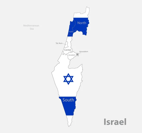 Карта Ізраїлю Кольорах Прапора Адміністративним Поділом Вектор — стоковий вектор