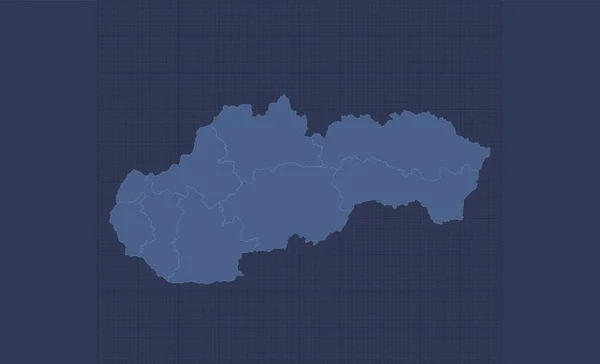 Eslovaquia Mapa Regiones Separadas Con Nombres Infografías Azul Plano Diseño —  Fotos de Stock