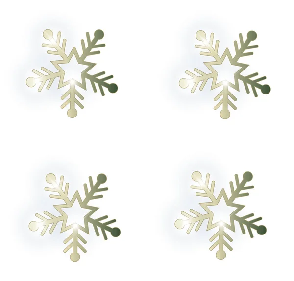 Snowflakes Pattern Golden Snowflakes Isolated White Background Raster — Stock Photo, Image