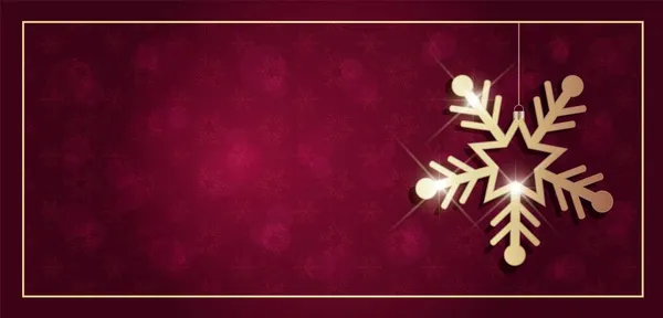 Gutschein Mit Schneeflocke Exklusive Geschenkkarte Frohe Weihnachten Hintergrund Rot Blanko — Stockfoto