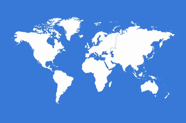 Mapa Mundo Continentes Separados Fundo Azul Branco — Fotografia de Stock