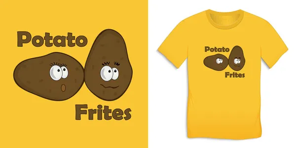 Patates Karikatür Simgesi Shirt Grafik Tasarım Vektörü — Stok Vektör