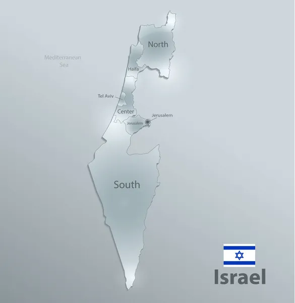 Israel Mapa Bandera División Administrativa Separa Regiones Nombres Diseño Tarjeta — Archivo Imágenes Vectoriales