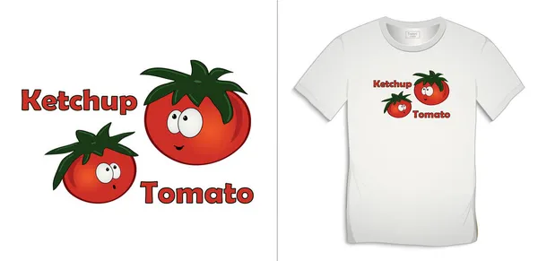 Tomato Cartoon Icons Isolated White Background Shirt Graphics Design Vector — Stock Vector
