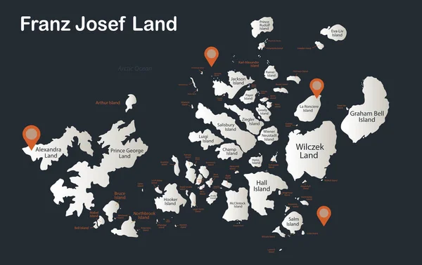 Карта Землі Франца Йозефа Інфографіка Колір Плоского Дизайну Сніжний Білий — стоковий вектор