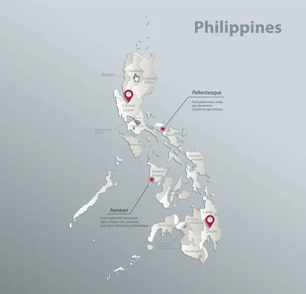 Филиппинская Карта Административное Деление Именами Голубая Белая Карточка Вектор — стоковый вектор