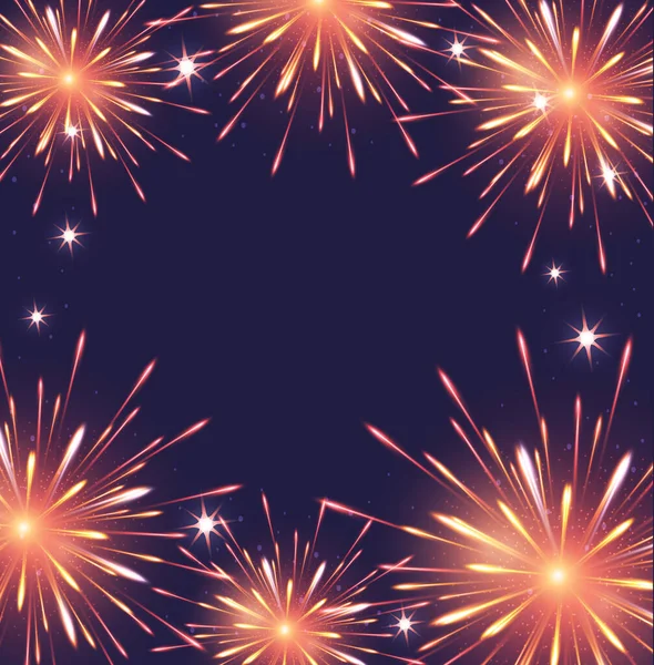 Happy New Year Firework Background Greeting Card Blak Template Raster — Stock Photo, Image