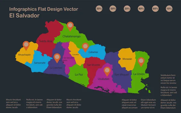 Infografías Mapa Salvador Colores Planos Diseño Nombres División Administrativa Individual — Vector de stock