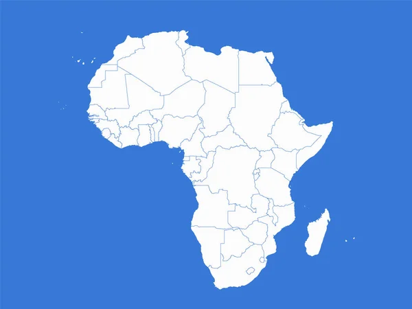 Afrikakarte Verwaltungseinheiten Mit Staaten Blauer Hintergrund Leer — Stockfoto