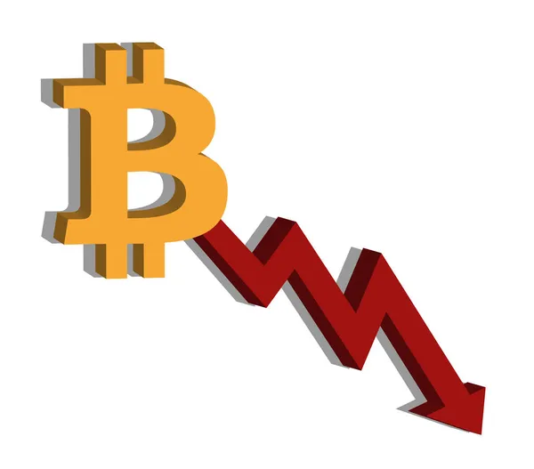 Bitcoin Gráfico Moneda Declinar Dinero Raster Icono —  Fotos de Stock