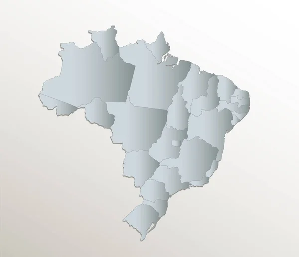 Brasilien Karte Verwaltungseinheit Weißes Blaues Kartenpapier Leer — Stockfoto