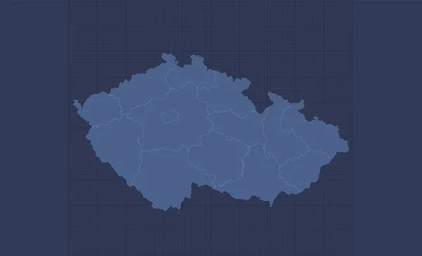 Tjeckiska Kartan Separata Regioner Med Namn Infographics Blue Flat Design — Stockfoto