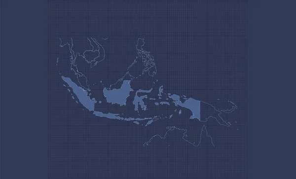 Indonesia Mapa Regiones Separadas Infografías Azul Plano Diseño Blanco —  Fotos de Stock
