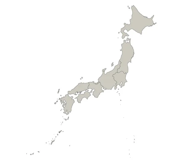 Mapa Japonii Poszczególne Regiony Puste — Zdjęcie stockowe