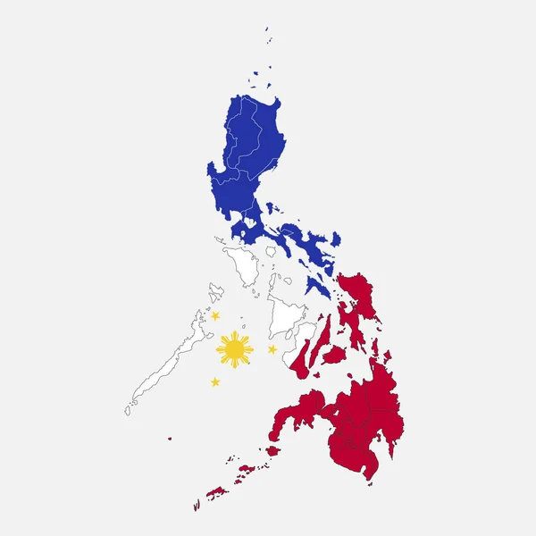 Mapa Das Filipinas Nas Cores Bandeira Com Divisões Administrativas Branco — Fotografia de Stock