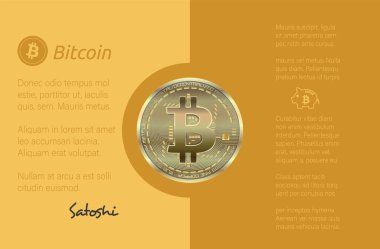 Bitcoin broşürü, altın sikke vektörü